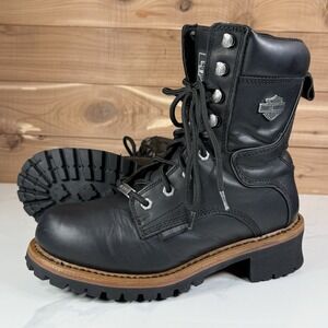 Harley Davidson Womens Tyson 7-Inch Black Logger Motorcycle‎ Boots D87016 sz 9